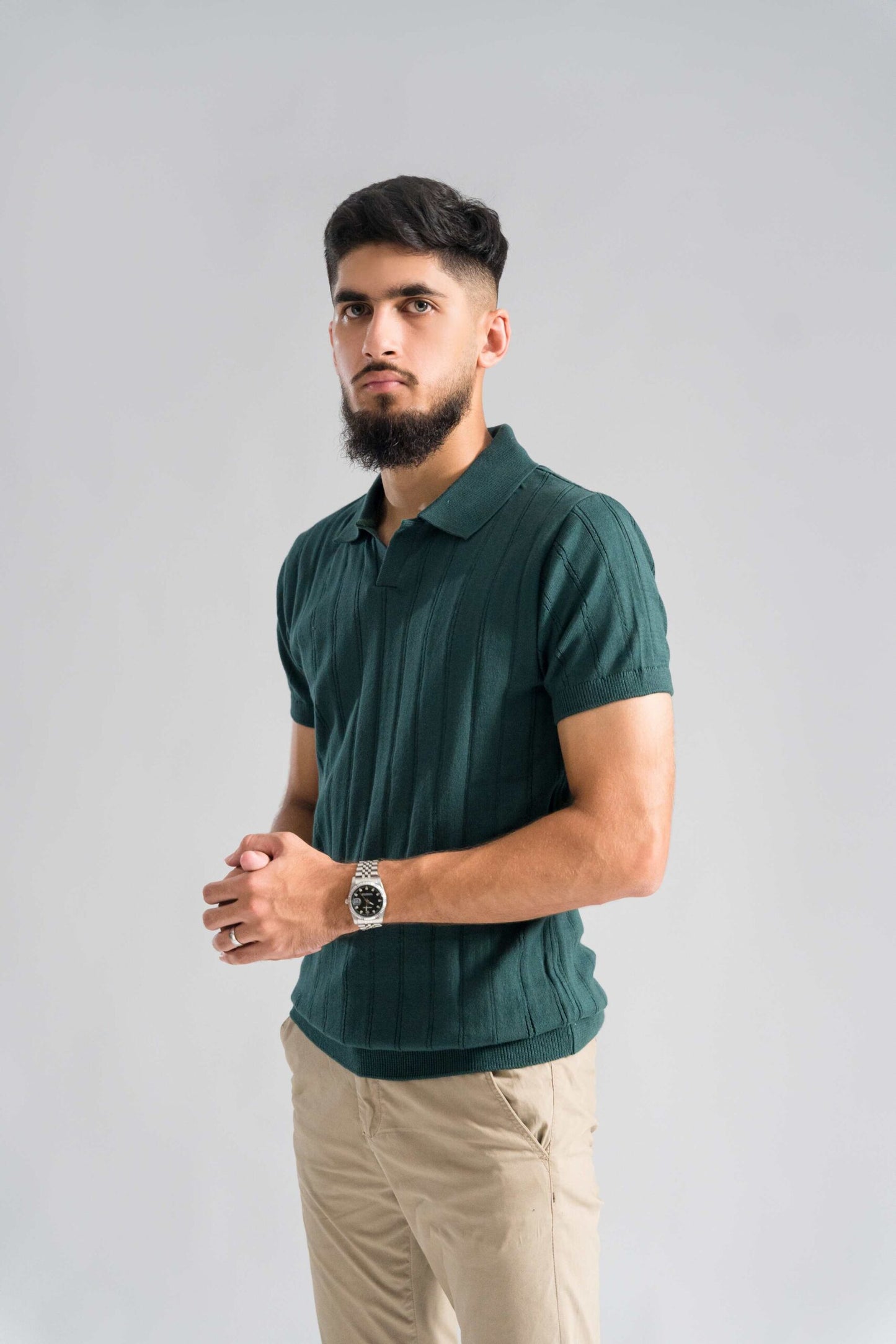 FOREST GREEN KNITTED POLO