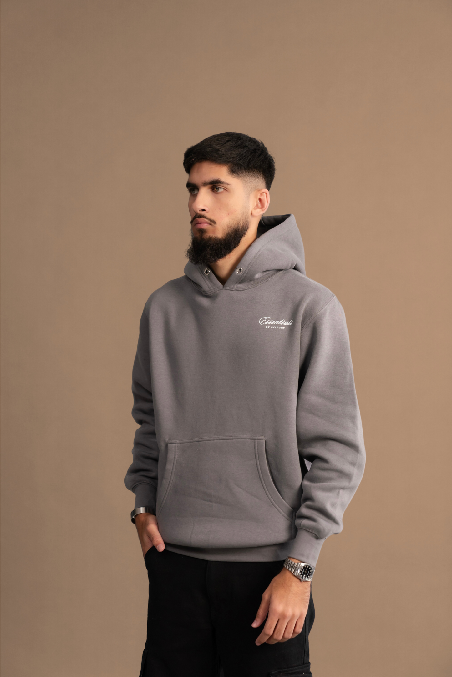 GREY ESSENTIAL HOODIE