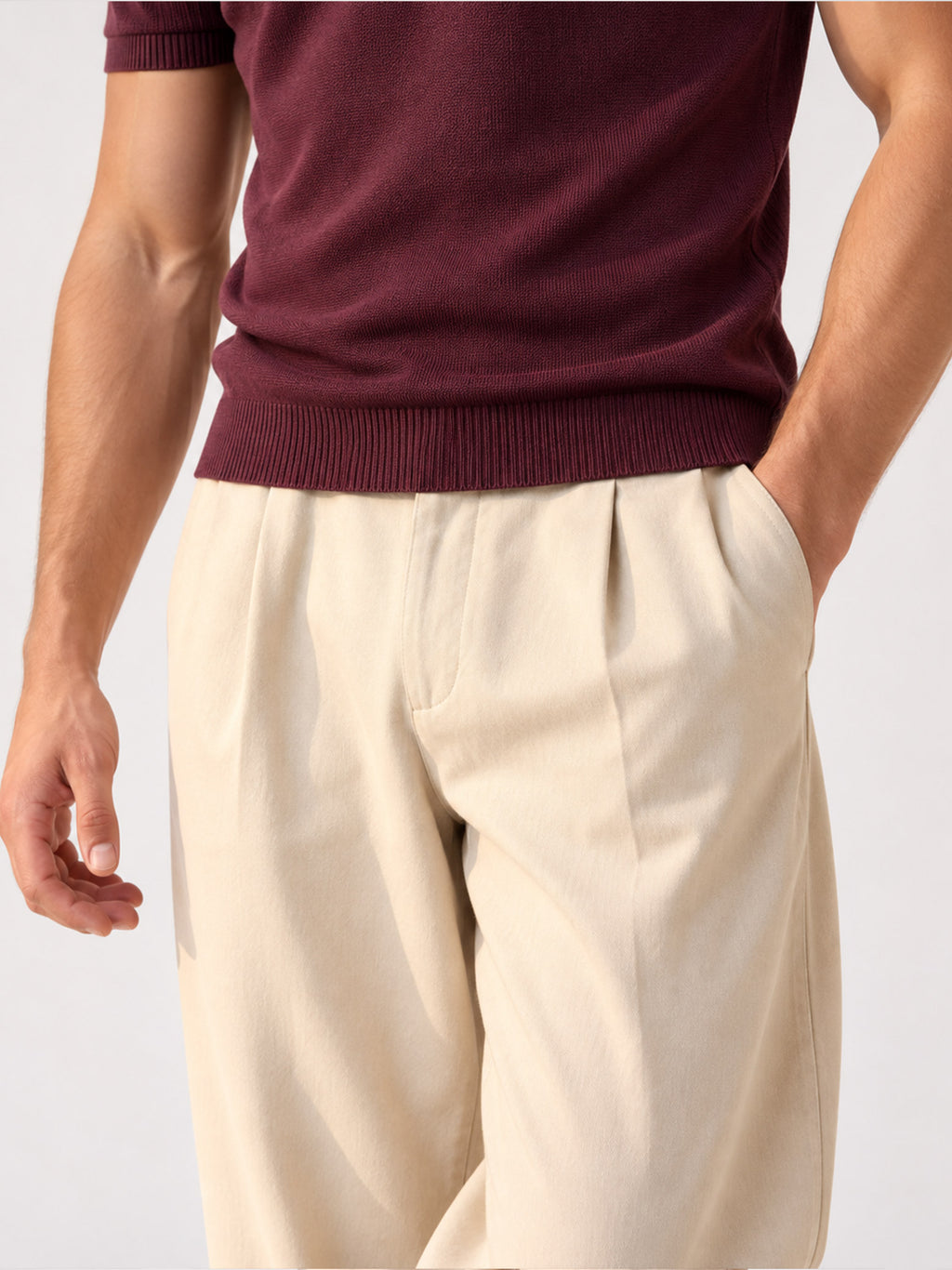 SUEDE COLLAR MAROON OTTOMAN POLO