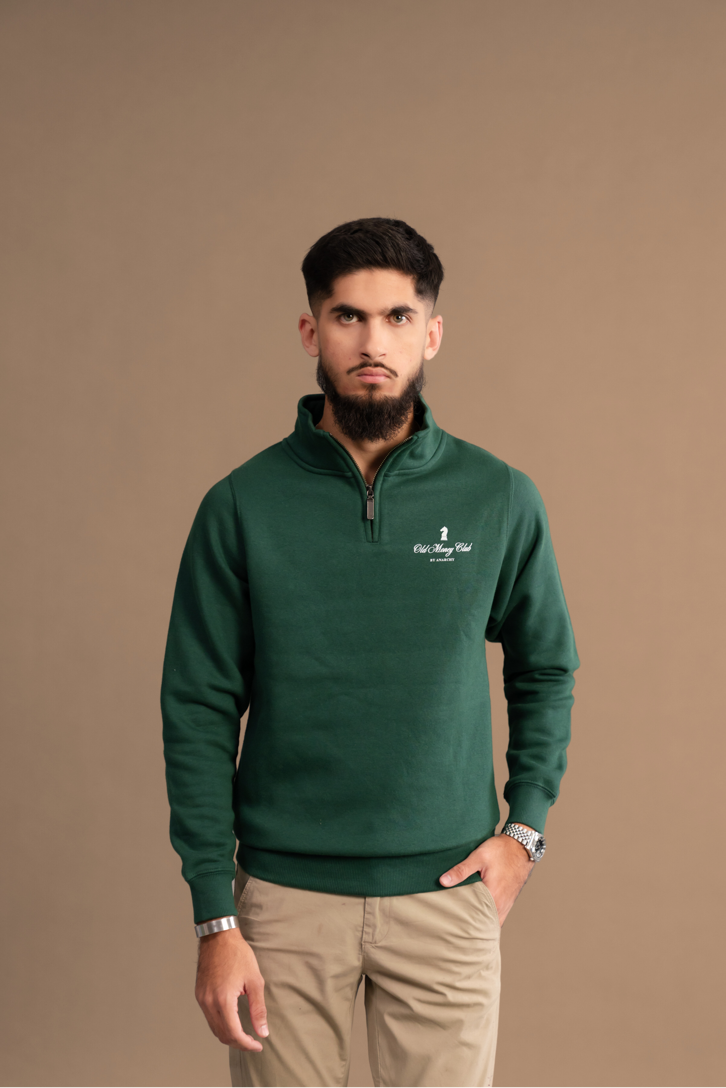 RACING GREEN ZIPPER SWEATSHIRT