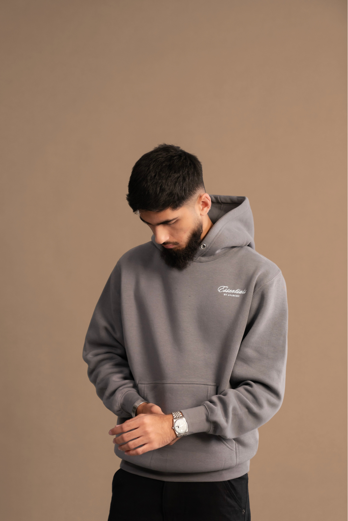 GREY ESSENTIAL HOODIE