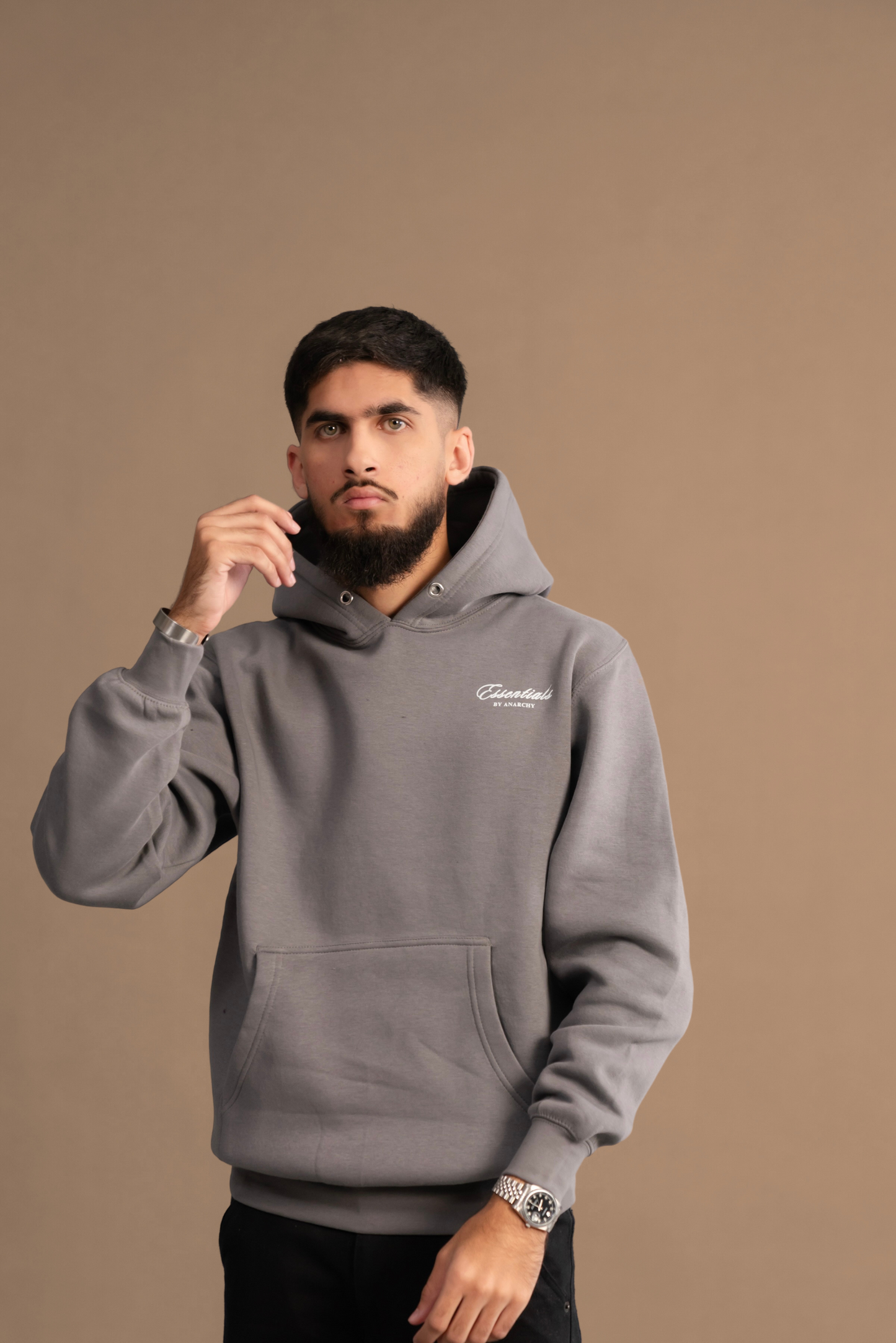 GREY ESSENTIAL HOODIE