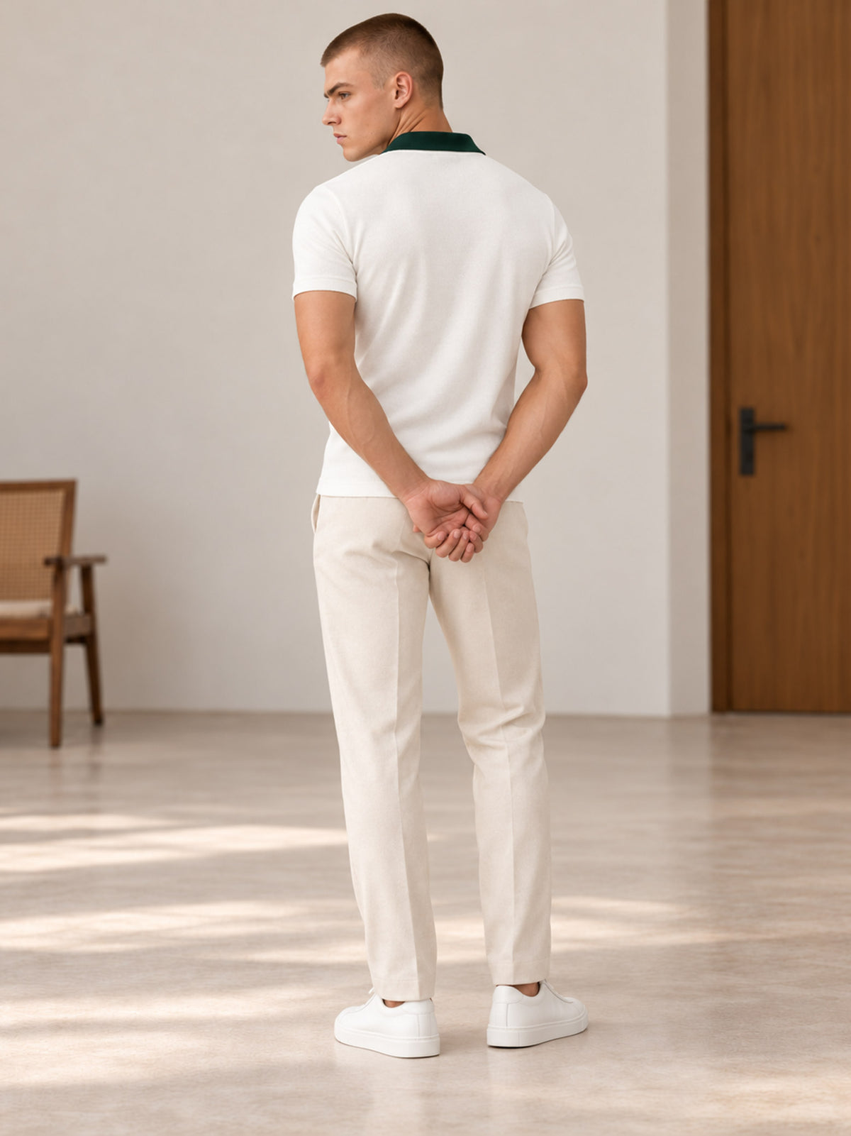 OFF WHITE - GREEN CONTRAST POLO