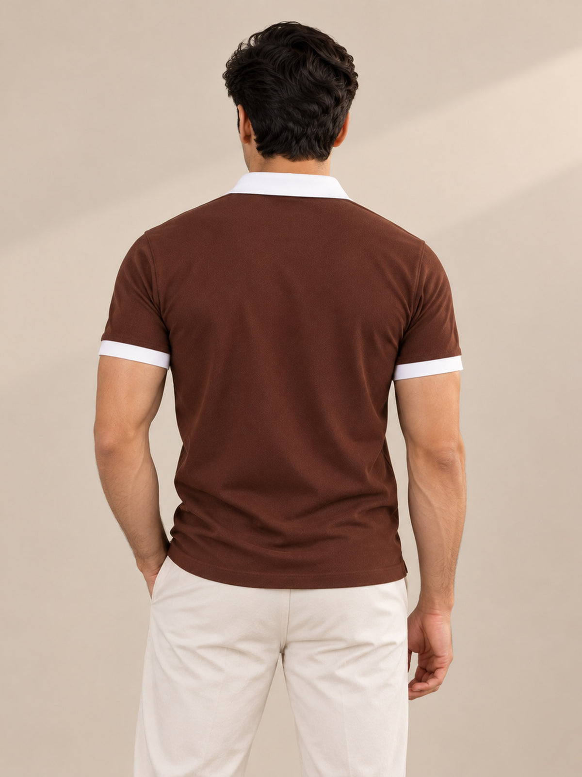 CHOCOLATE BROWN CONTRAST COLLAR POLO