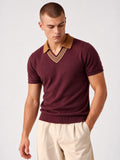 SUEDE COLLAR MAROON OTTOMAN POLO