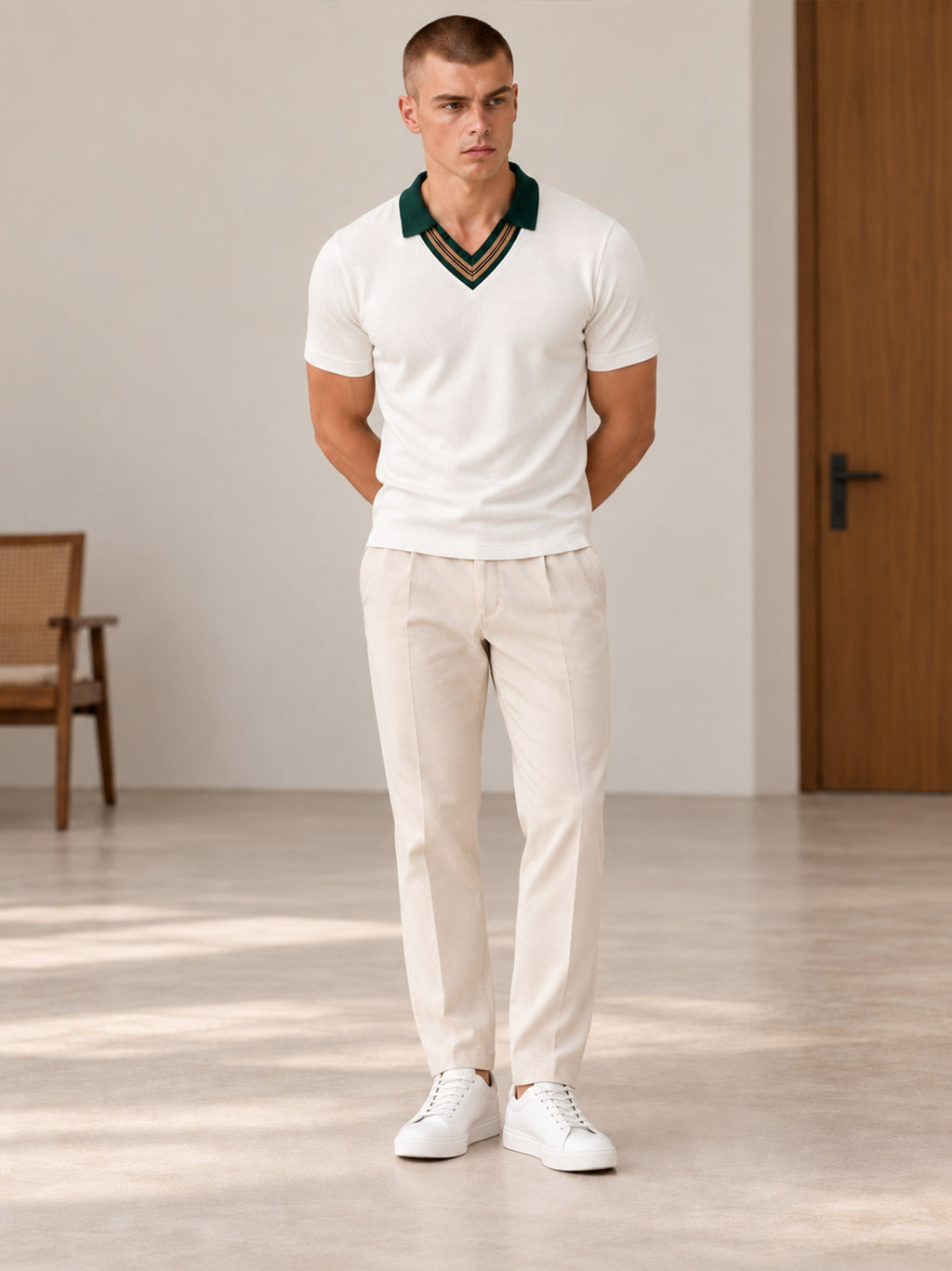 OFF WHITE - GREEN CONTRAST POLO