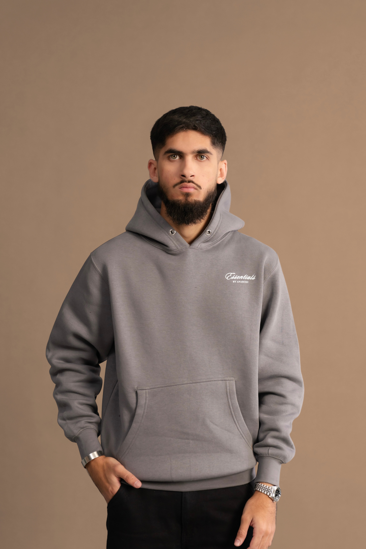 GREY ESSENTIAL HOODIE