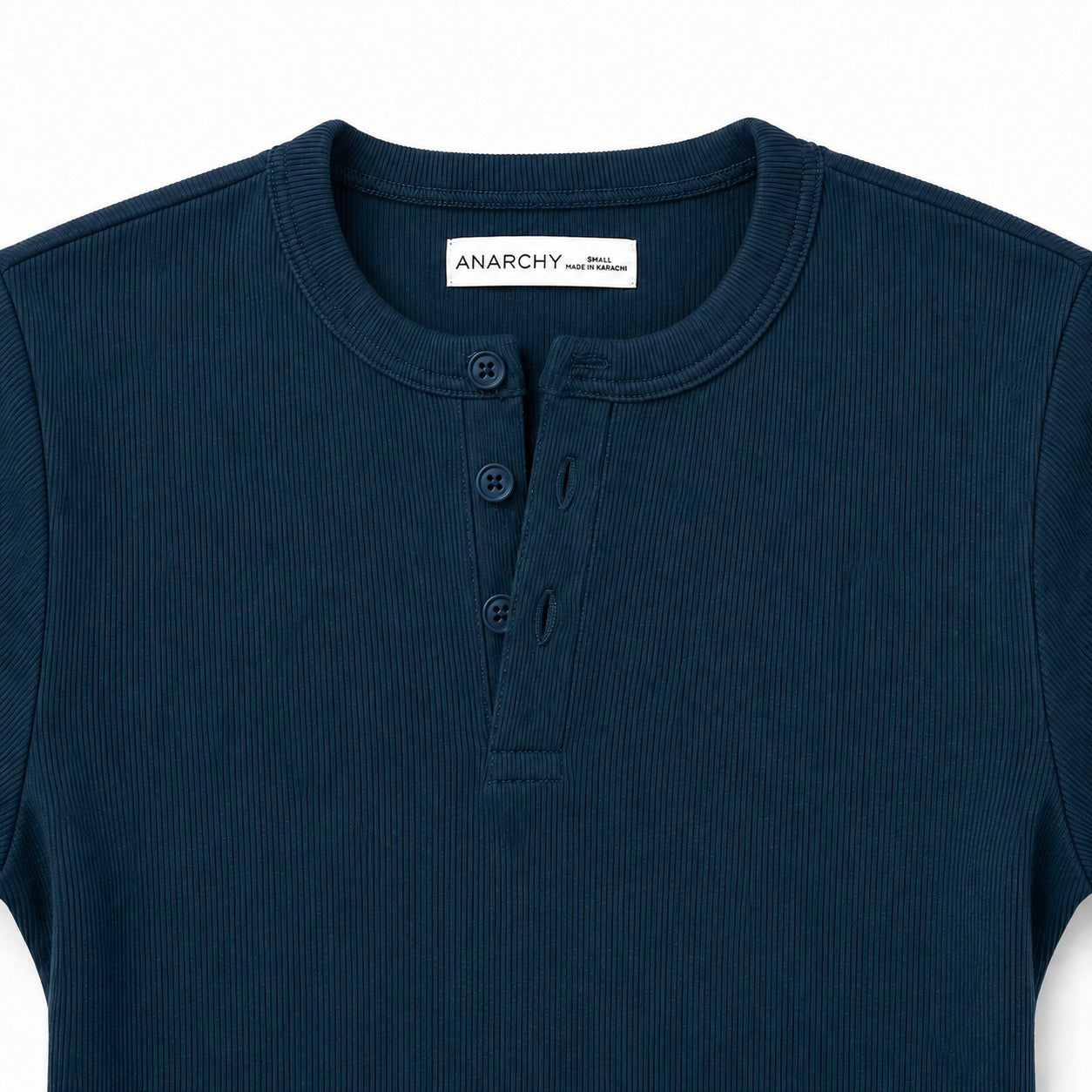 DARK BLUE RIBBED HENLEY