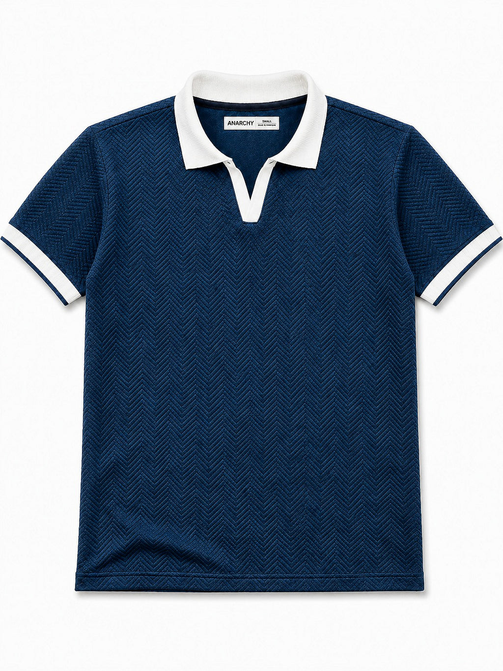 BLUE JACQUARD CONTRAST COLLAR POLO