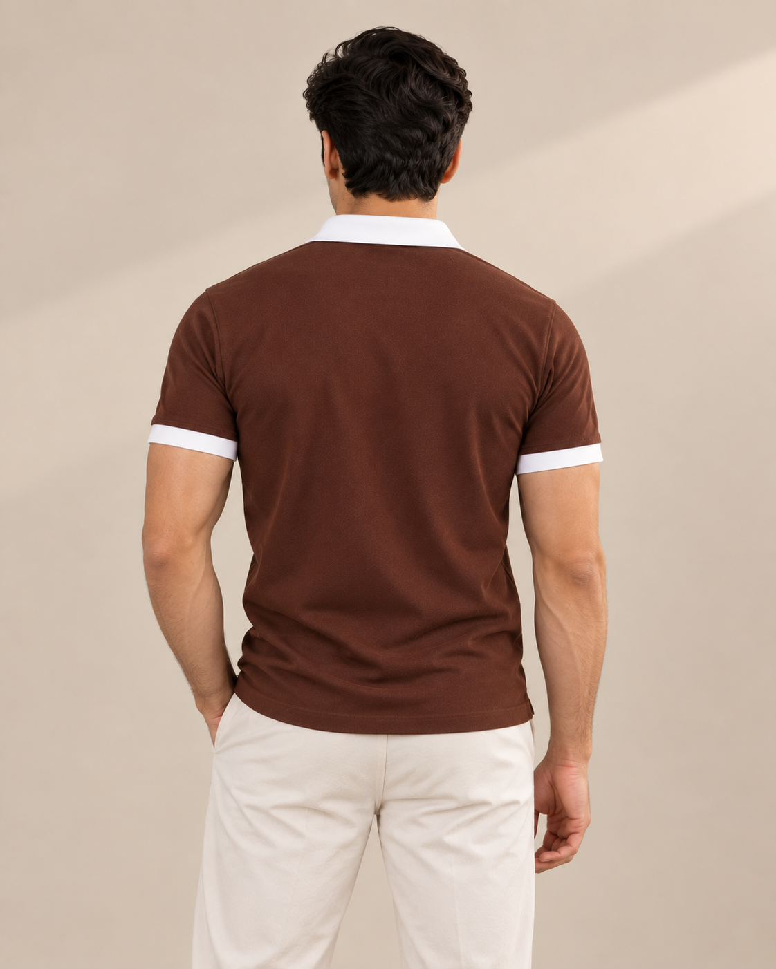 CHOCOLATE BROWN CONTRAST COLLAR POLO
