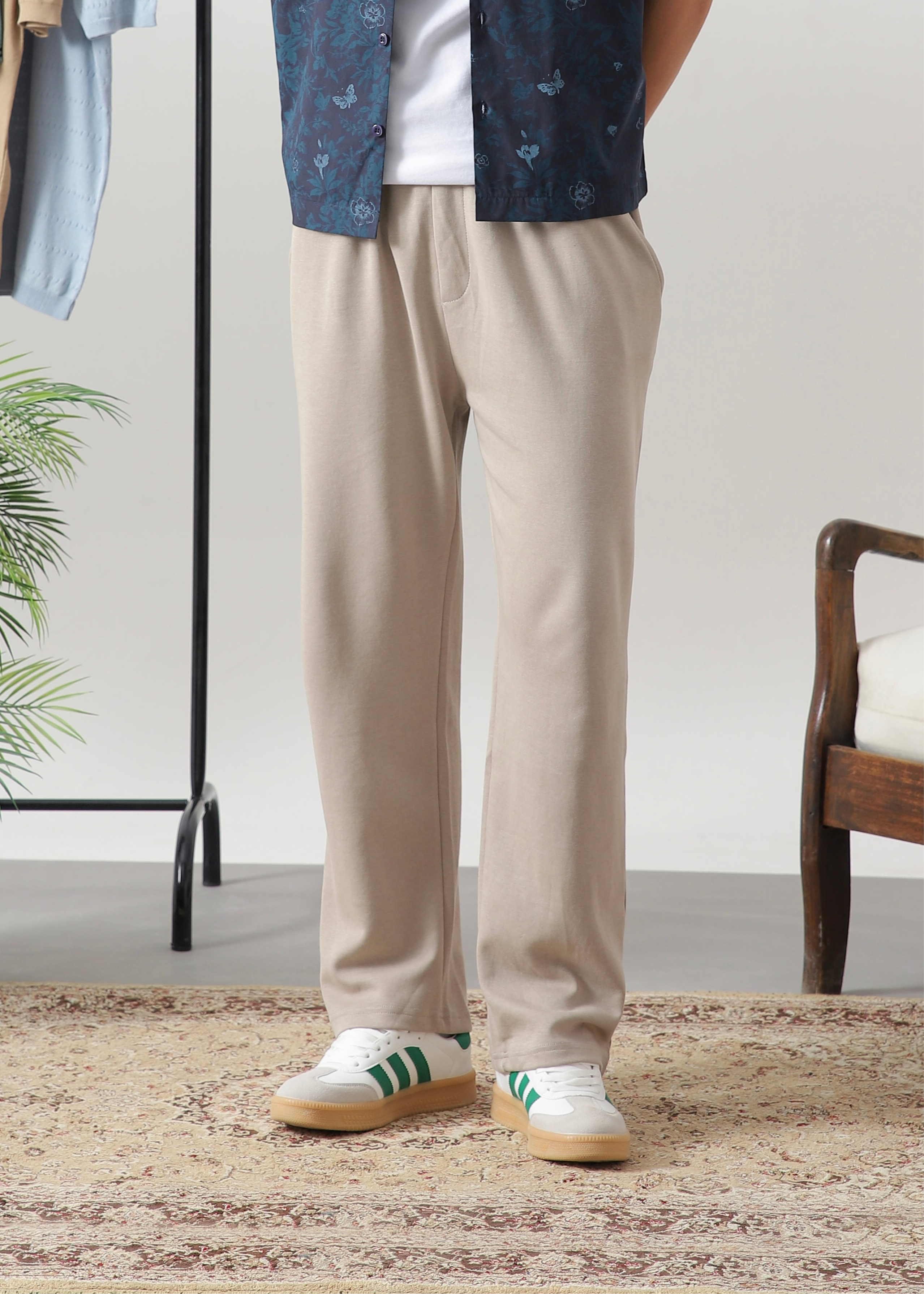 BEIGE RELAX FIT TROUSERS