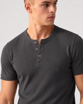 DARK GREY RIBBED HENLEY