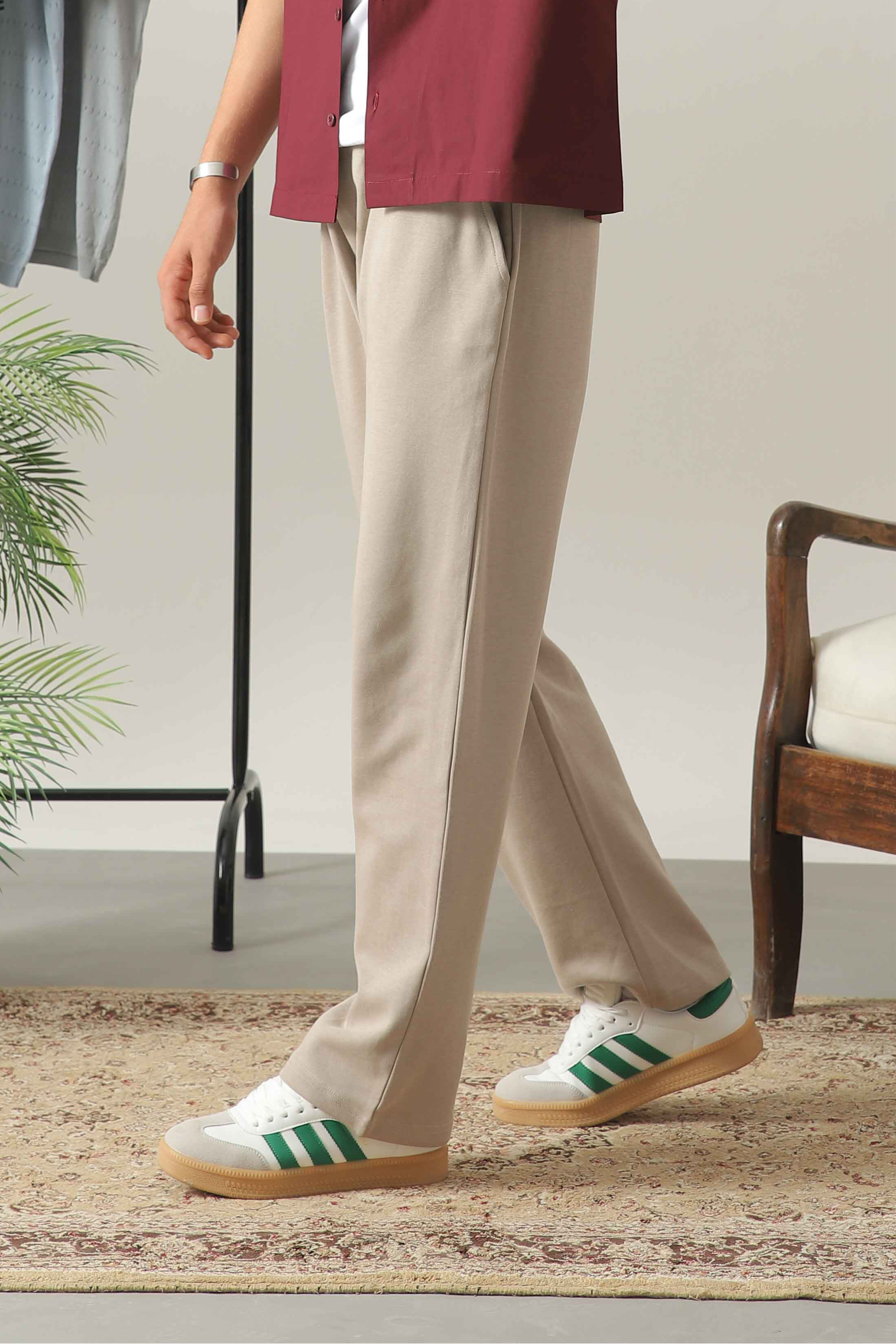 BEIGE RELAX FIT TROUSERS