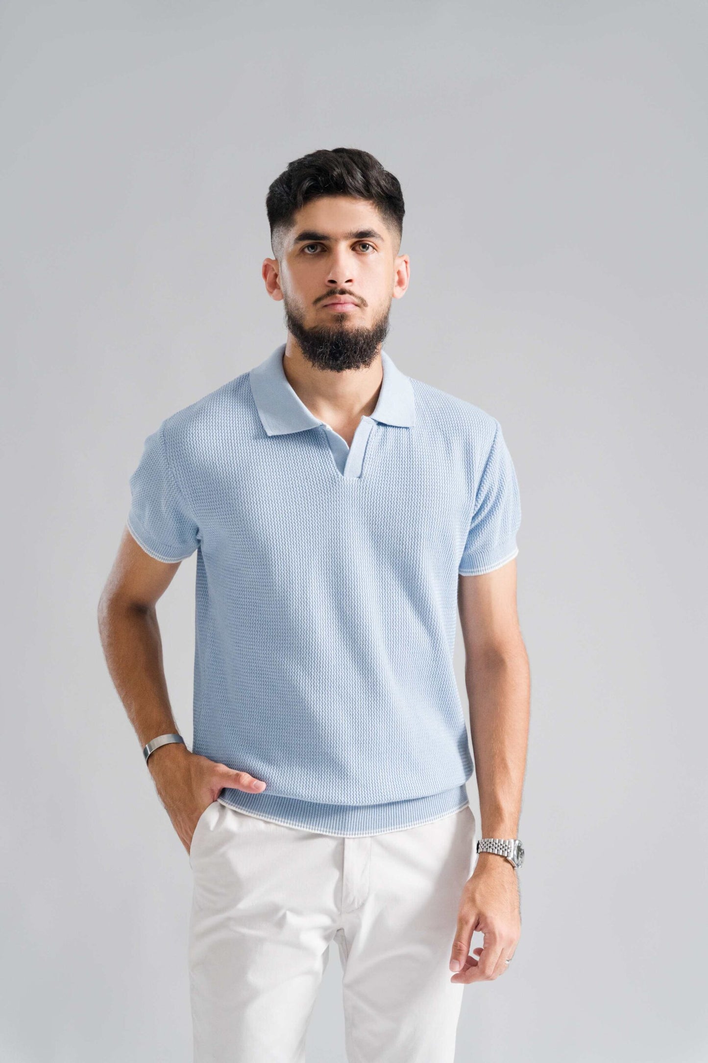 SKY BLUE KNITTED POLO