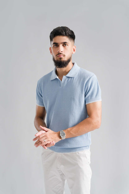 SKY BLUE KNITTED POLO