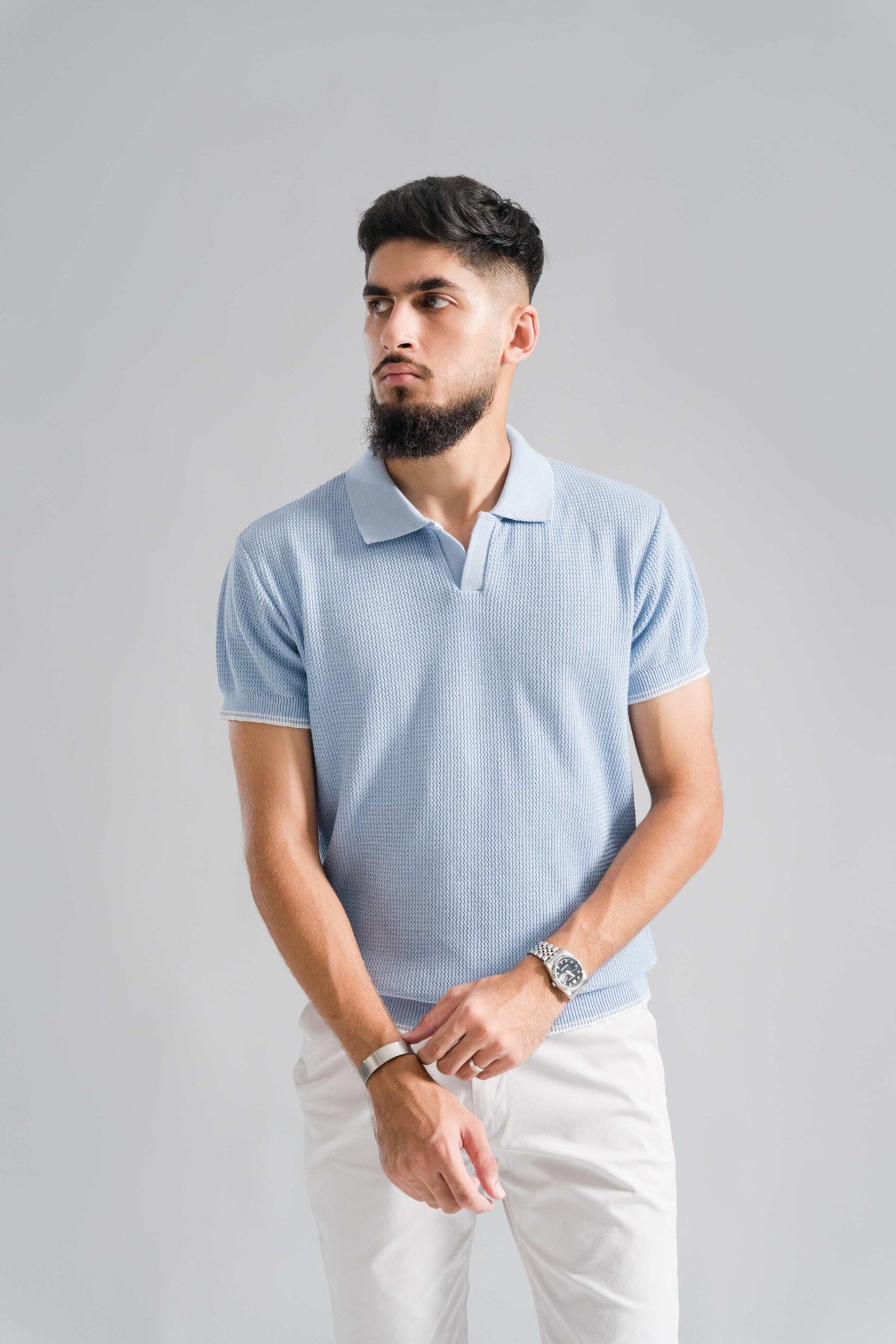 SKY BLUE KNITTED POLO