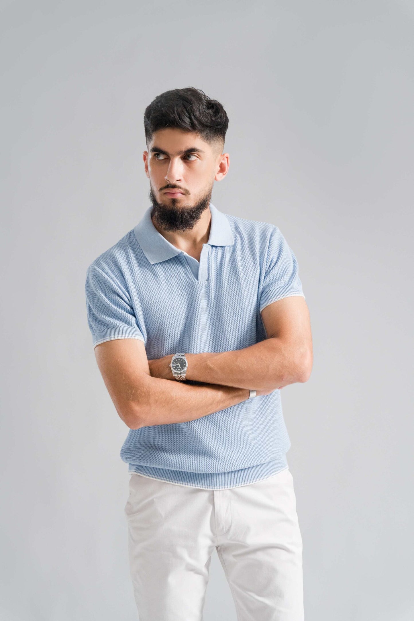 SKY BLUE KNITTED POLO