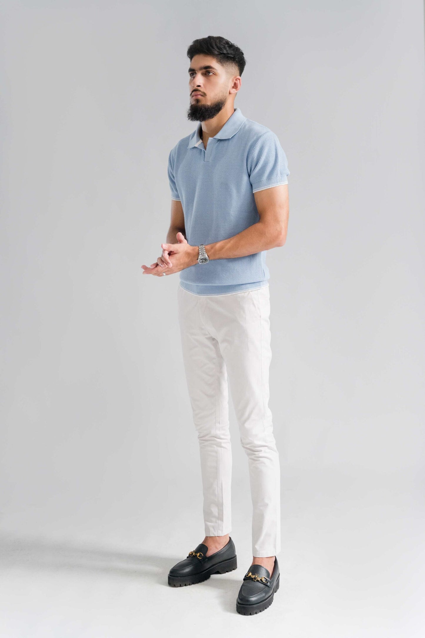 SKY BLUE KNITTED POLO