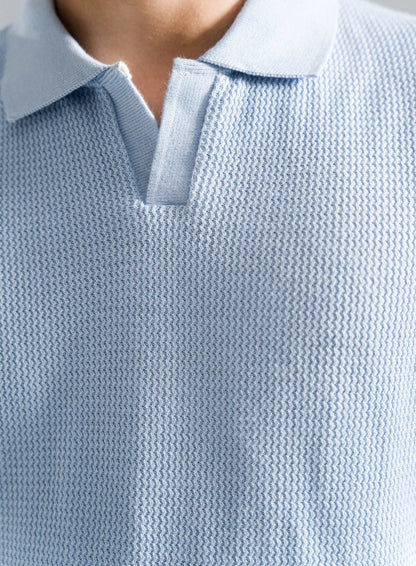 SKY BLUE KNITTED POLO