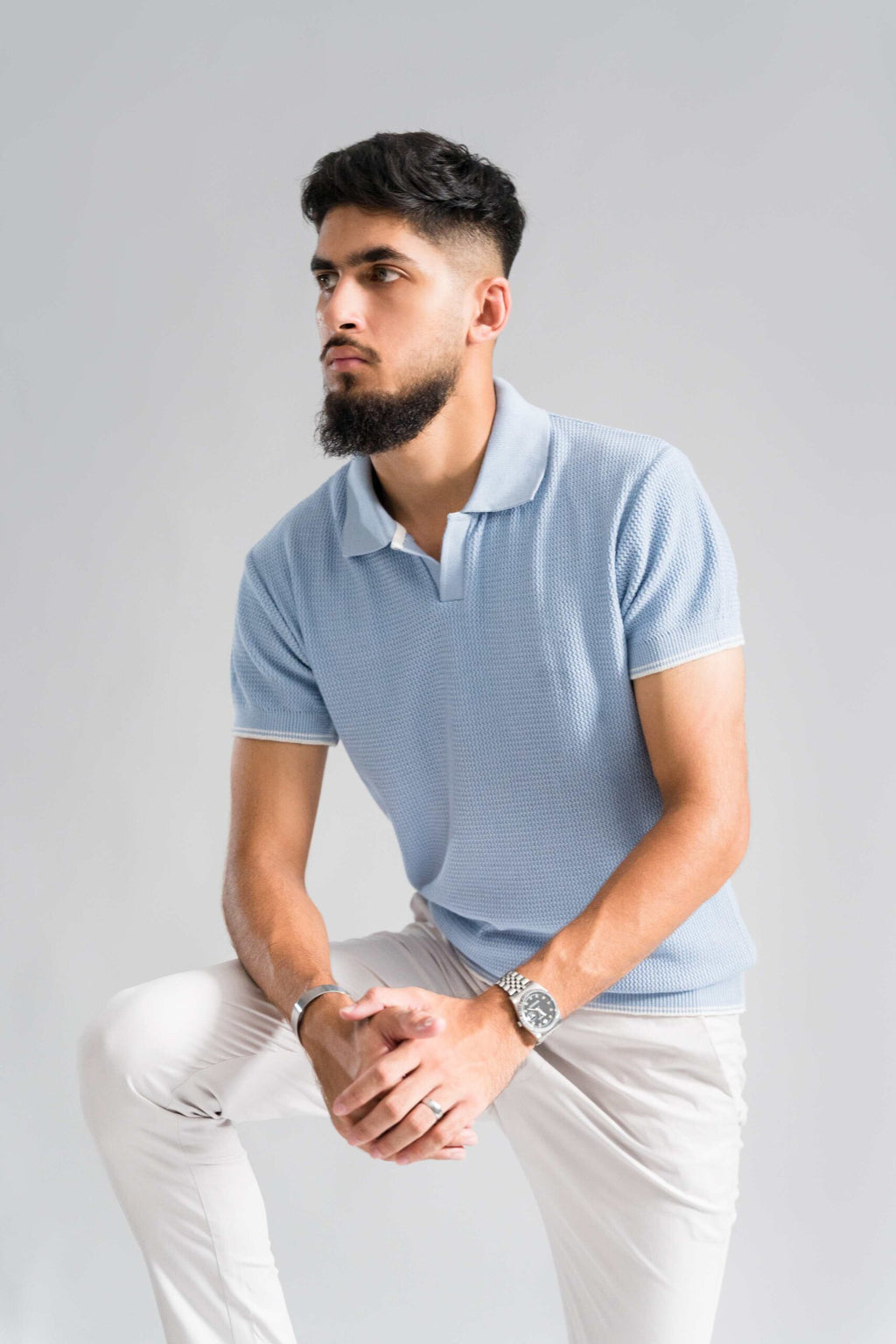 SKY BLUE KNITTED POLO