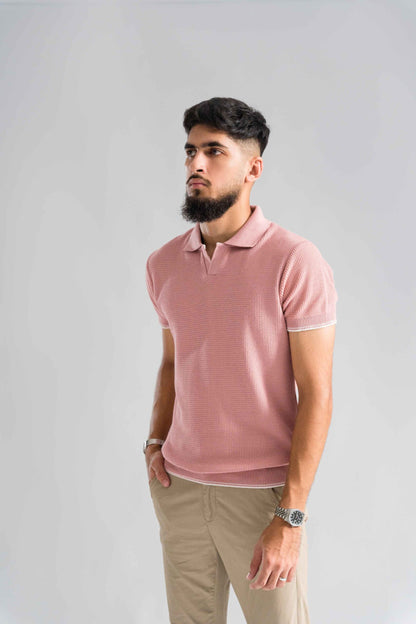 PINK KNITTED POLO