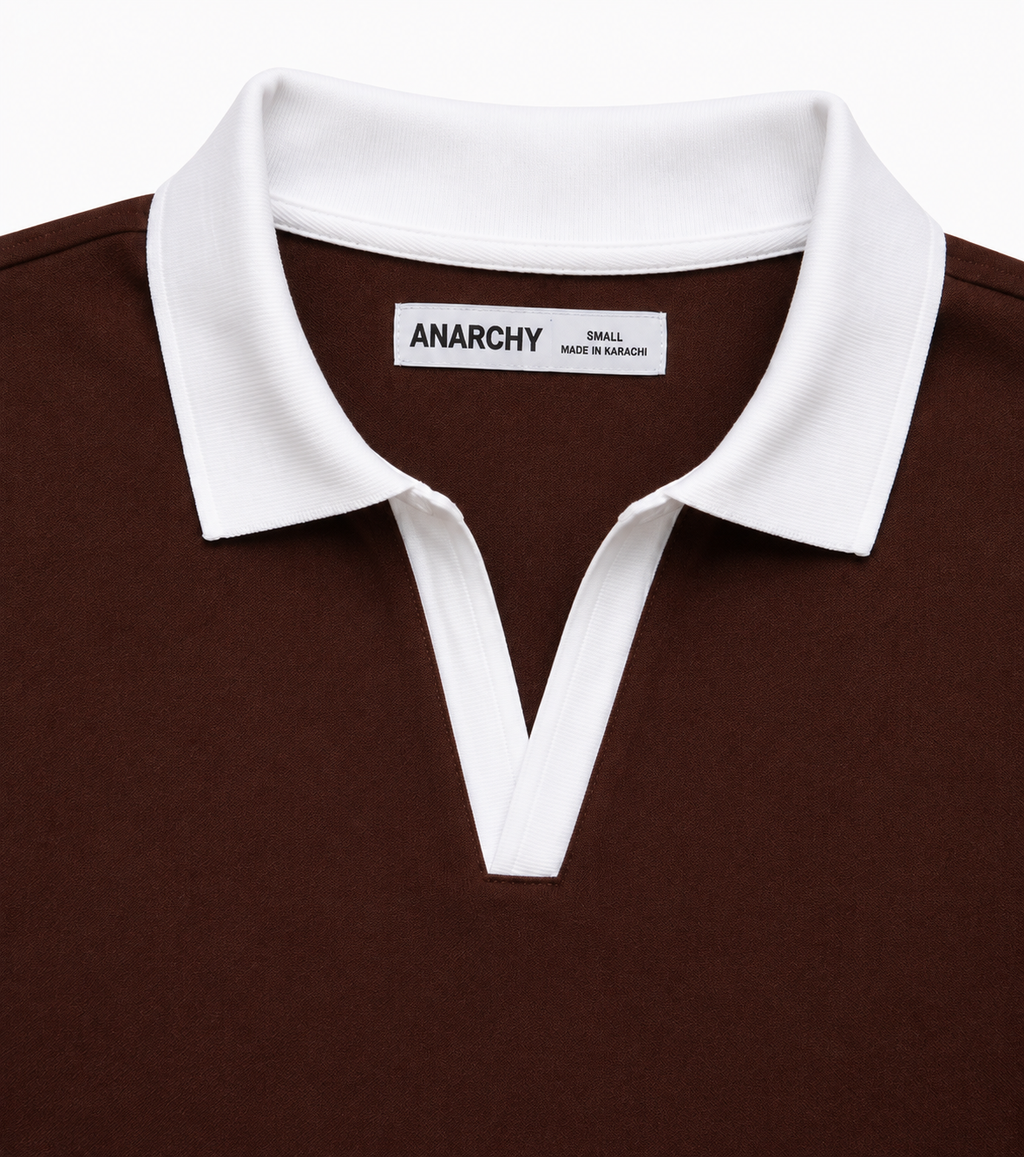 CHOCOLATE BROWN CONTRAST COLLAR POLO
