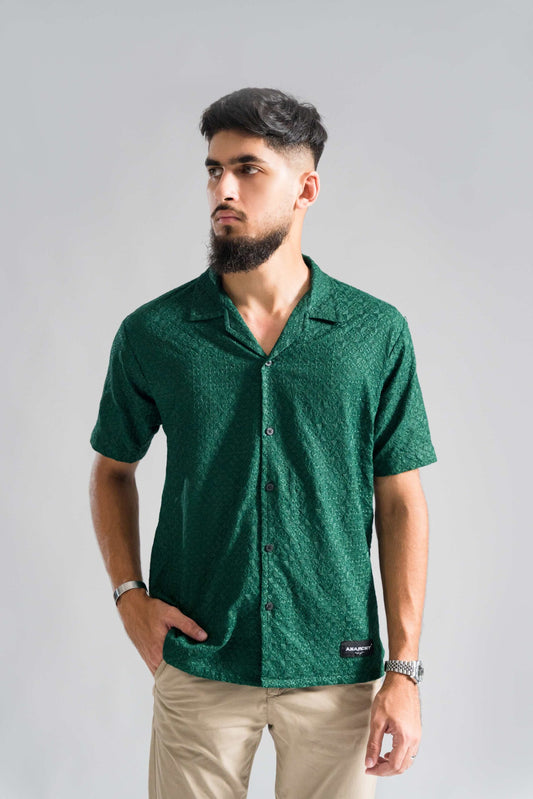 EMERALD GREEN CAM COLLAR SHIRT