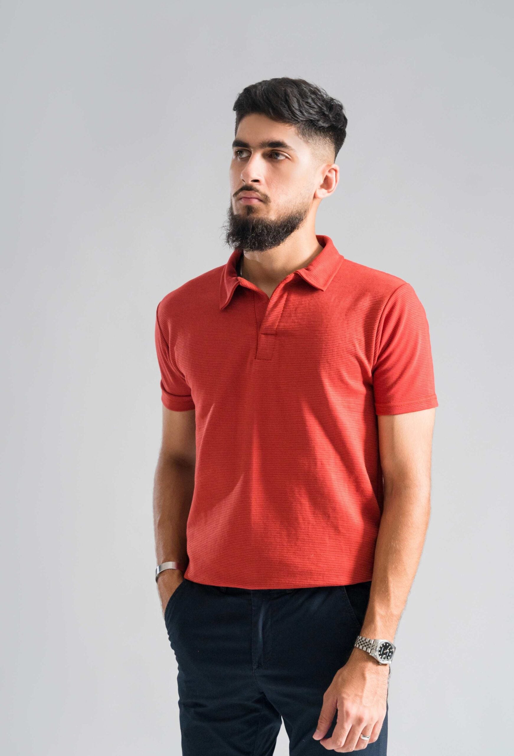 RUST TEXURED POLO
