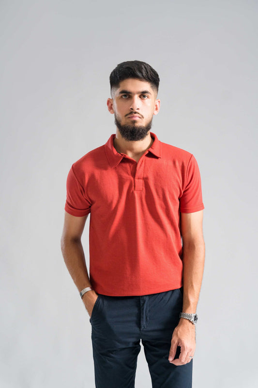 RUST TEXURED POLO