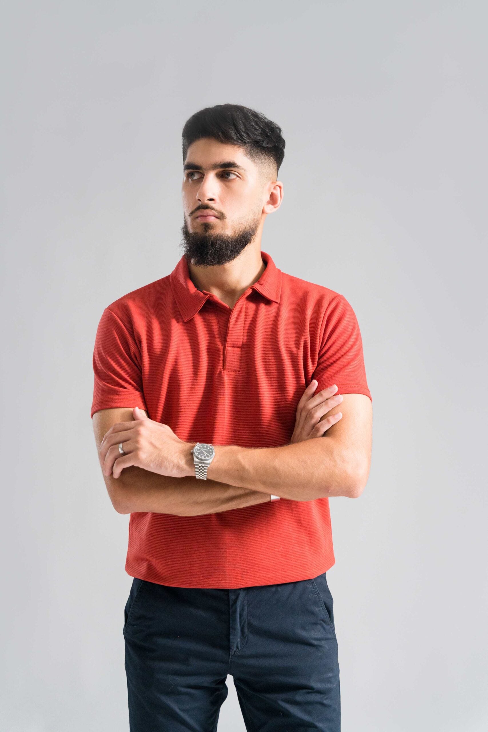 RUST TEXURED POLO