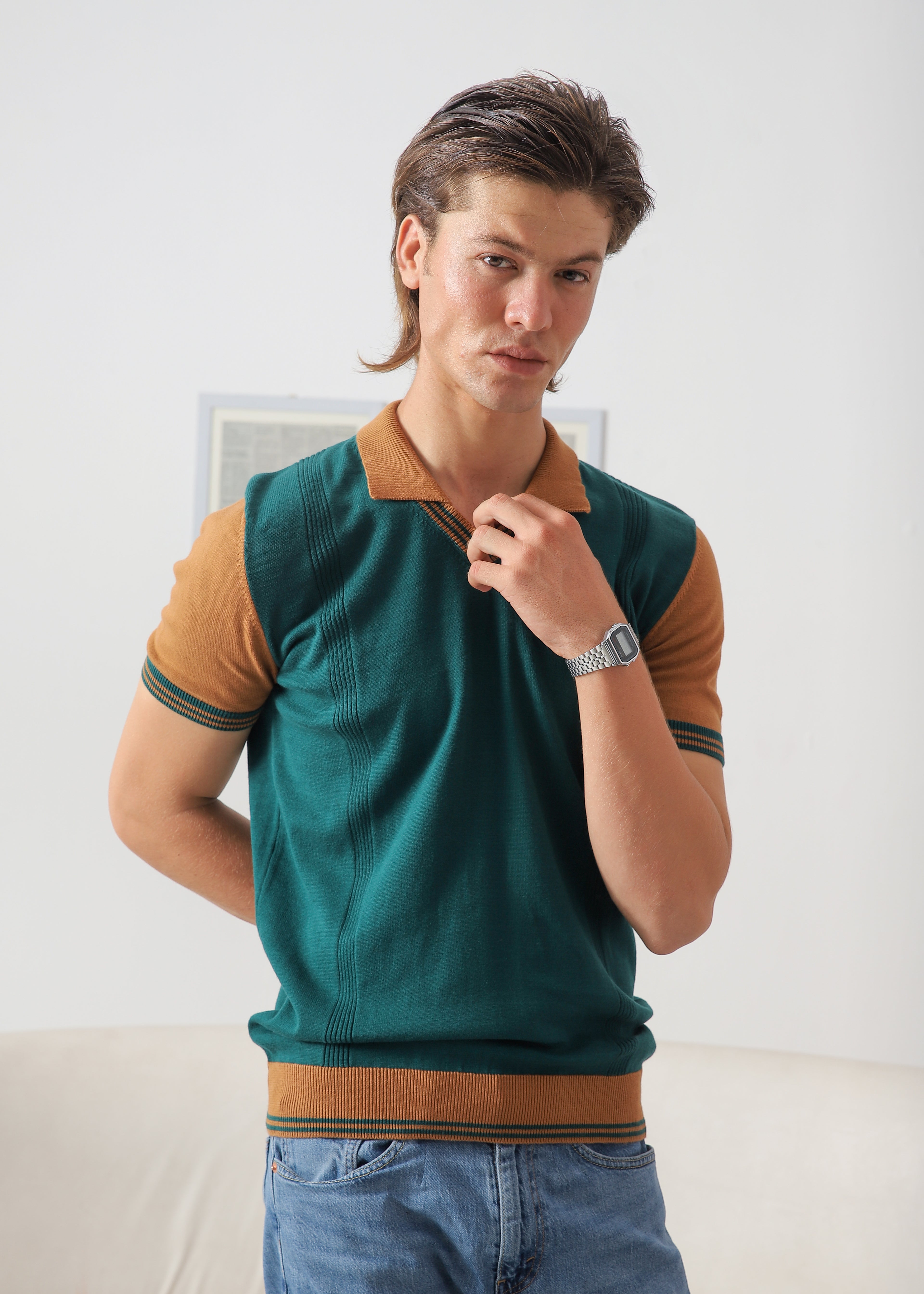 GREEN-GOLD PURE KNIT