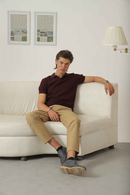 BURGUNDY KNITTED POLO