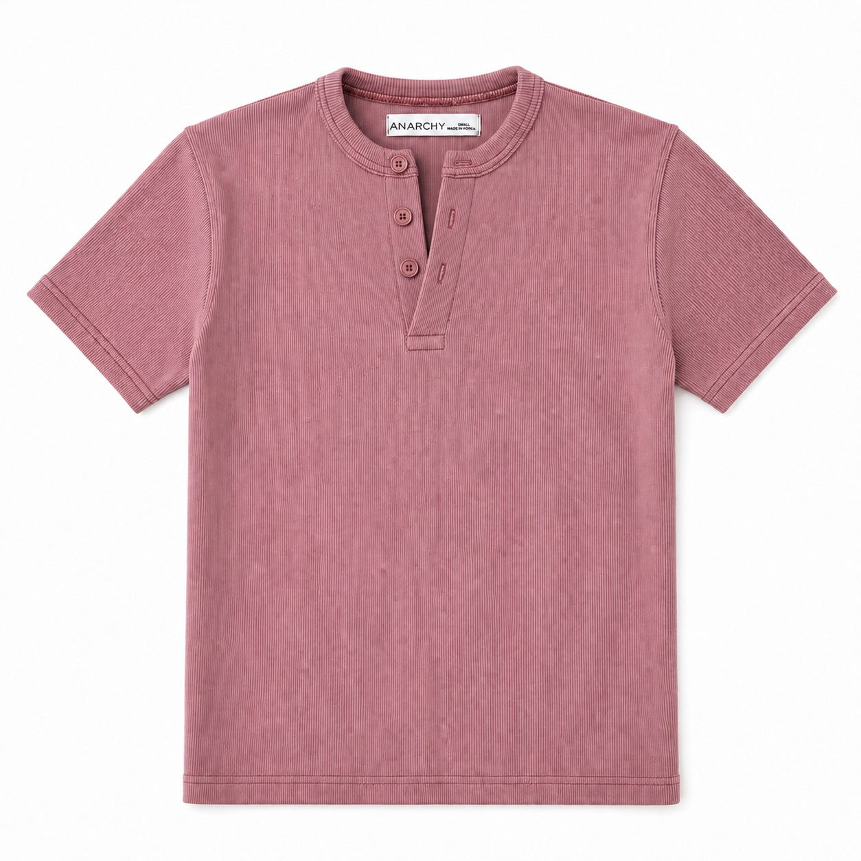 DUSKY PINK RIBBED HENLEY