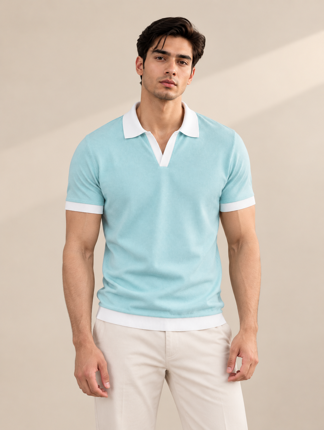 SEA GREEN CONTRAST COLLAR POLO