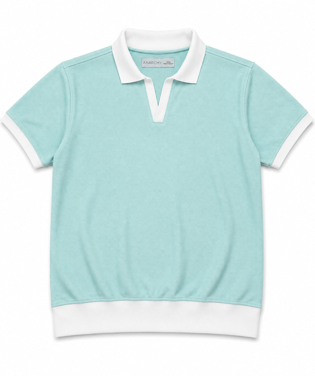 SEA GREEN CONTRAST COLLAR POLO