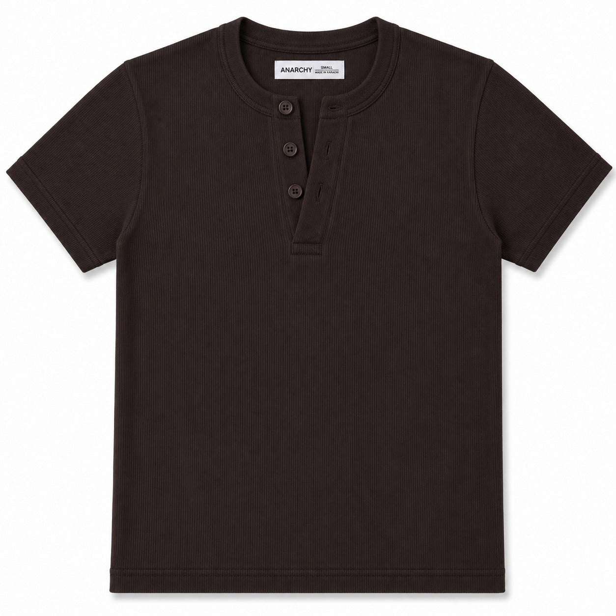 DUSK BROWN RIBBED HENLEY